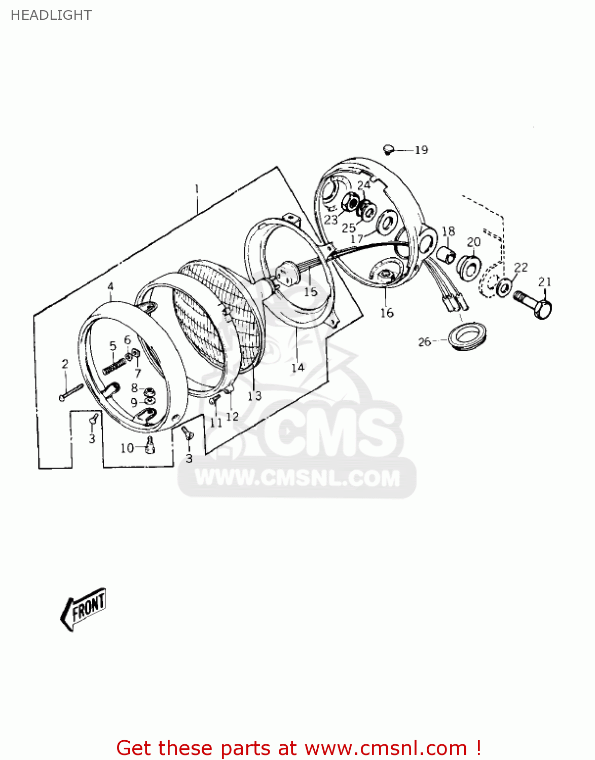 HEADLIGHT KZ900B1 1976 USA CANADA/ LTD