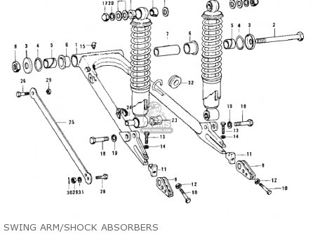 SWING ARM/SHOCK ABSORBERS - KZ900B1 1976 USA CANADA/ LTD