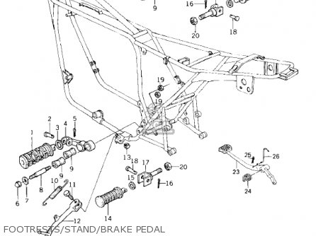 FOOTRESTS/STAND/BRAKE PEDAL - KZ900B1 1976 USA CANADA/ LTD