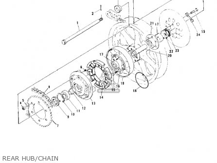 REAR HUB/CHAIN - KZ900B1 1976 USA CANADA/ LTD