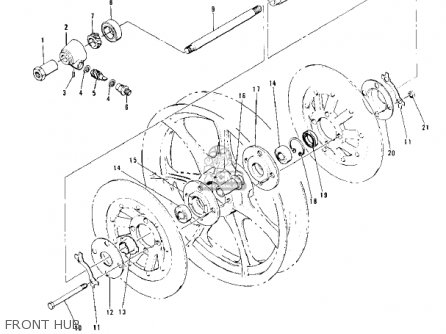FRONT HUB - KZ900B1 1976 USA CANADA/ LTD