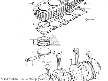 CYLINDER/PISTONS/CRANKSHAFT - KZ900B1 1976 USA CANADA/ LTD