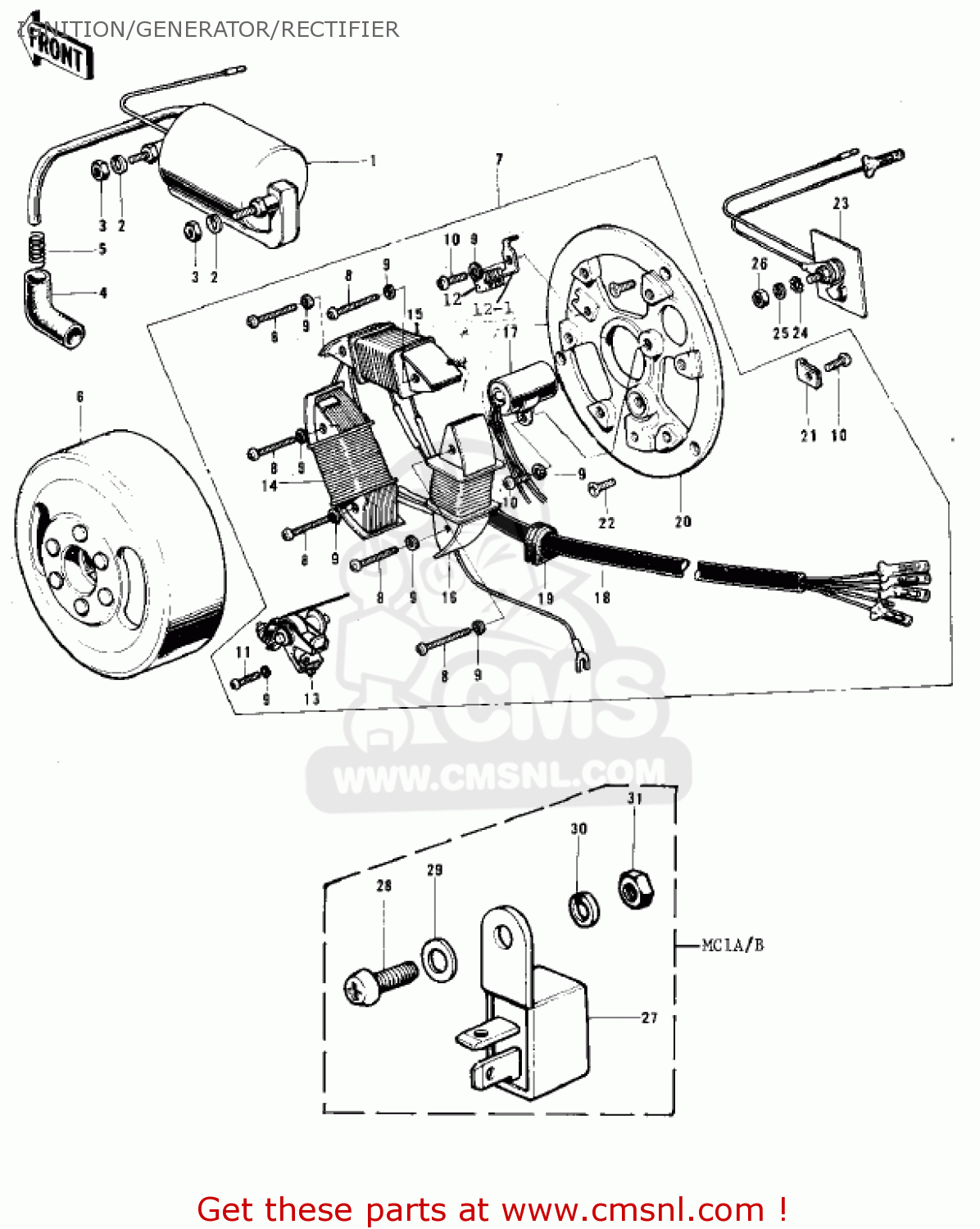 Kawasaki MC1 MIDIBIKE 1973 USA CANADA IGNITION/GENERATOR/RECTIFIER
