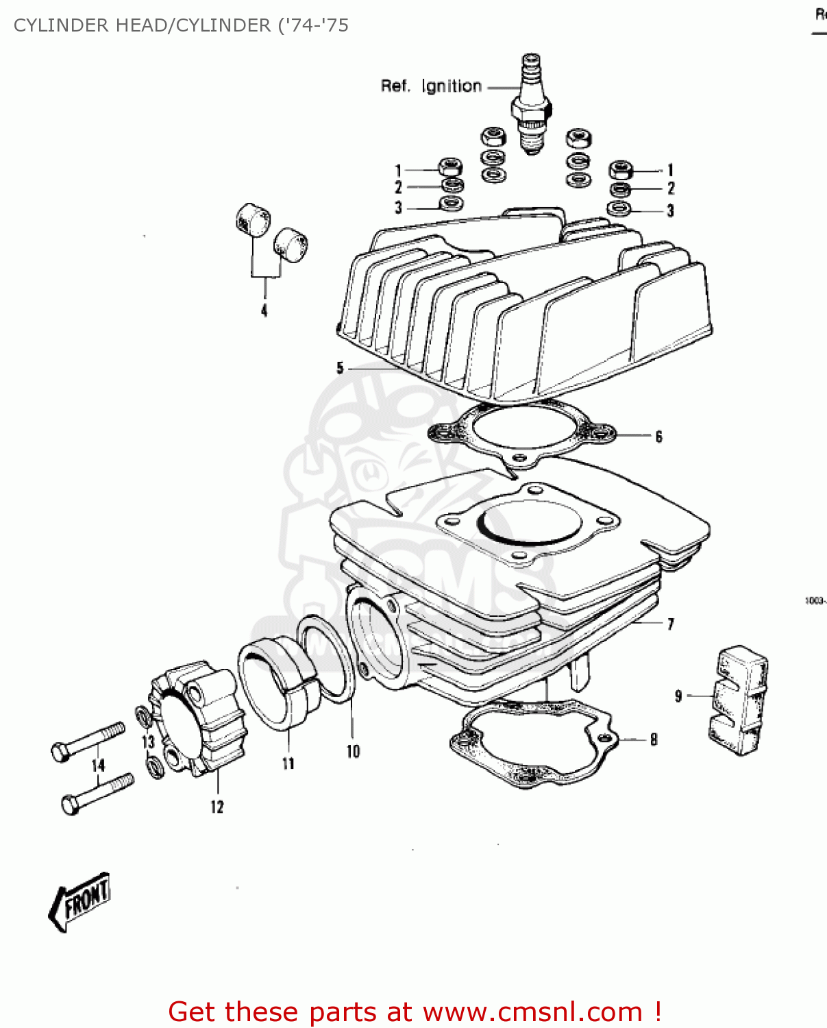 CYLINDER HEAD/CYLINDER ('74-'75 MC1 MIDIBIKE 1973 USA CANADA