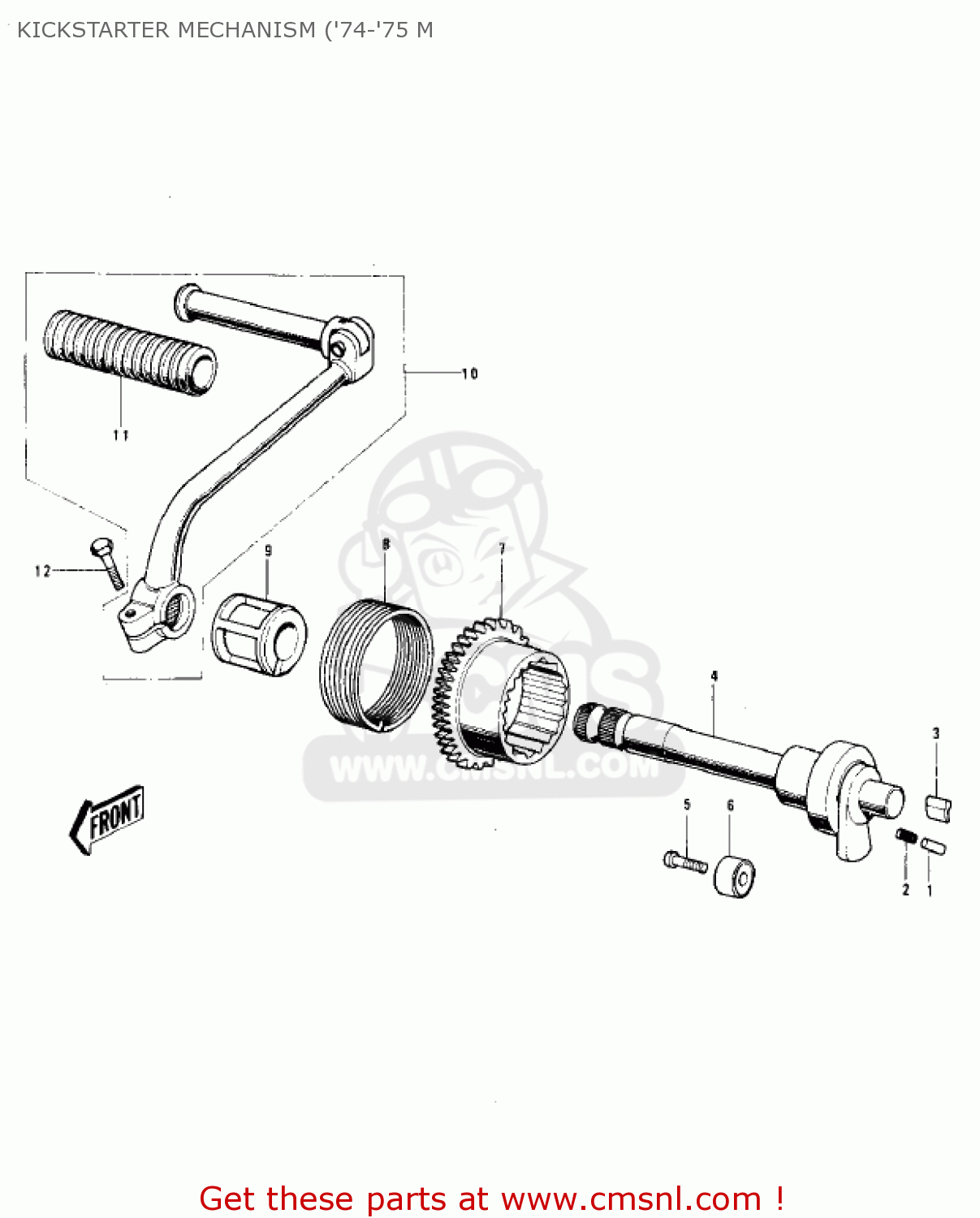 KICKSTARTER MECHANISM ('74-'75 M MC1 MIDIBIKE 1973 USA CANADA