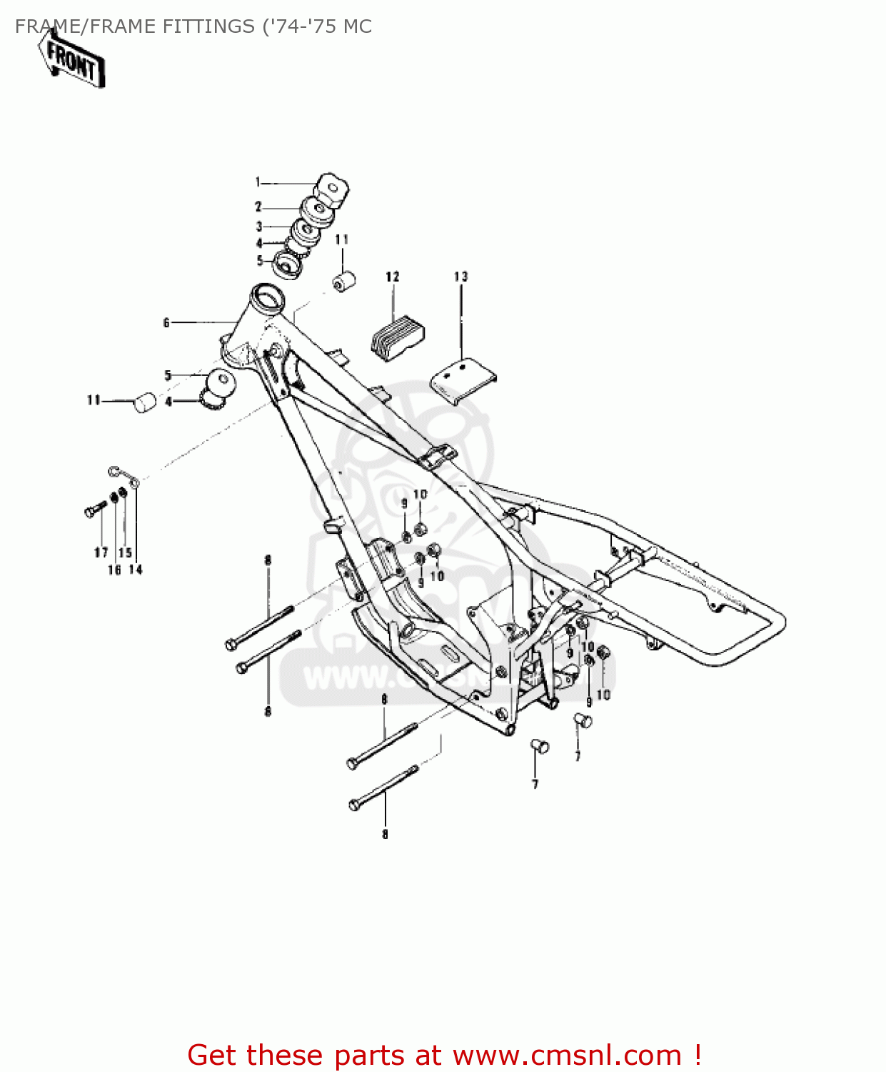 FRAME/FRAME FITTINGS ('74-'75 MC MC1 MIDIBIKE 1973 USA CANADA