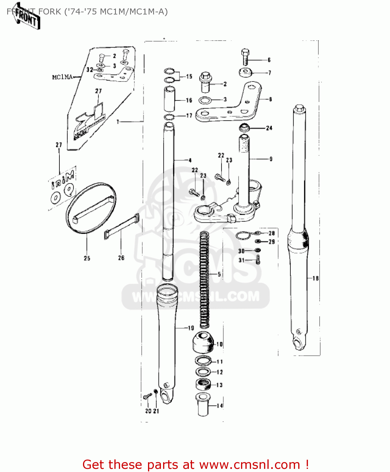 FRONT FORK ('74-'75 MC1M/MC1M-A) MC1 MIDIBIKE 1973 USA CANADA