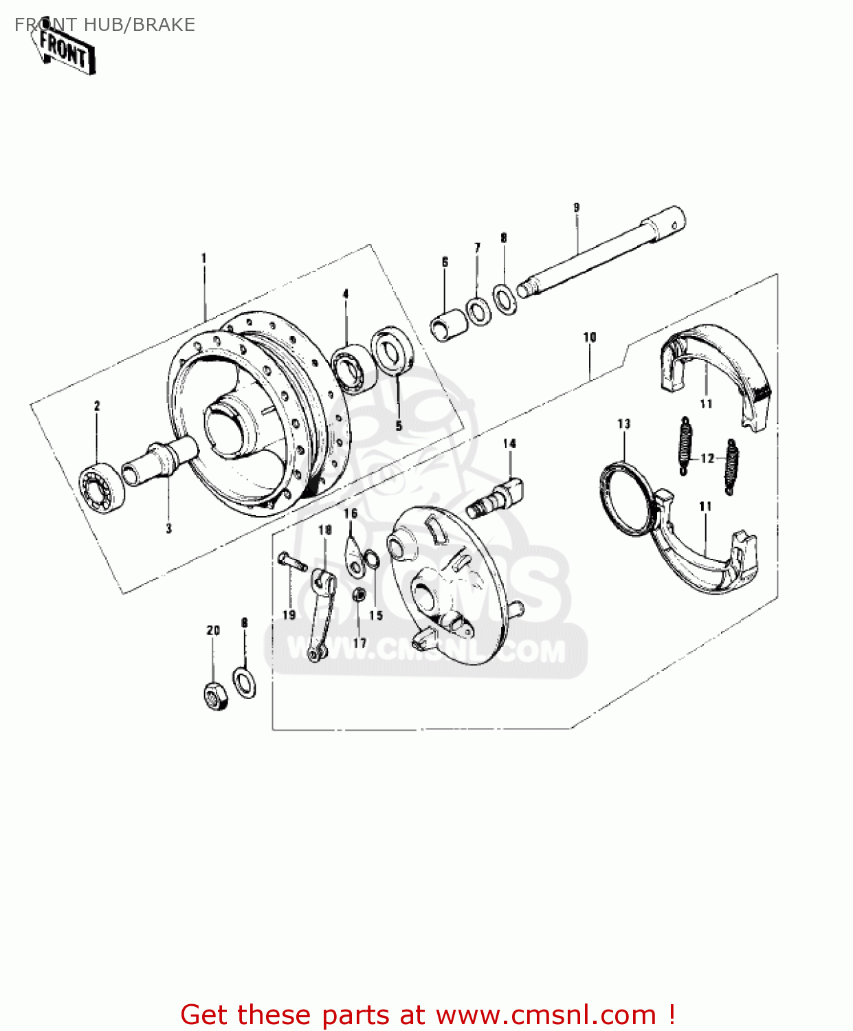 FRONT HUB/BRAKE MC1 MIDIBIKE 1973 USA CANADA