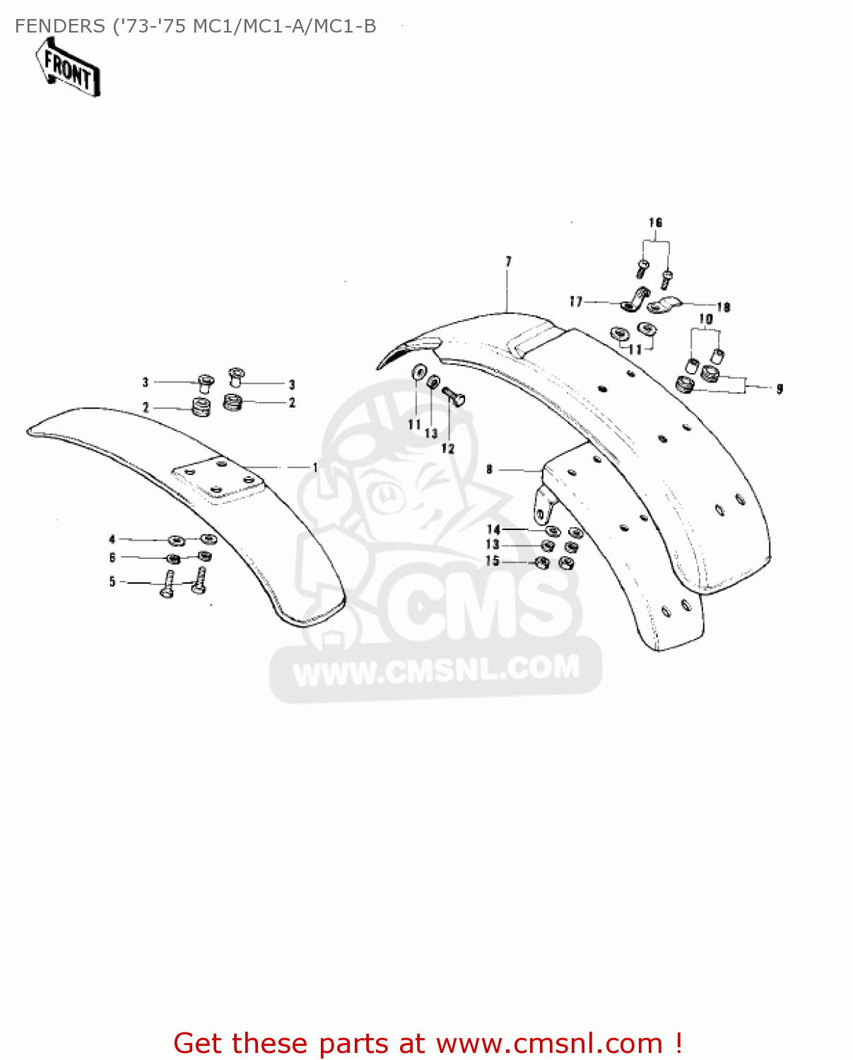 FENDERS ('73-'75 MC1/MC1-A/MC1-B MC1 MIDIBIKE 1973 USA CANADA