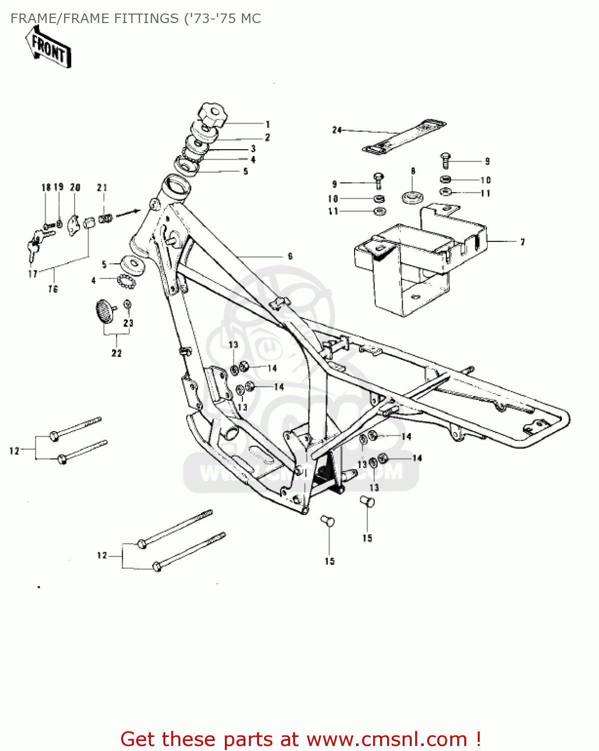 FRAME/FRAME FITTINGS ('73-'75 MC MC1 MIDIBIKE 1973 USA CANADA