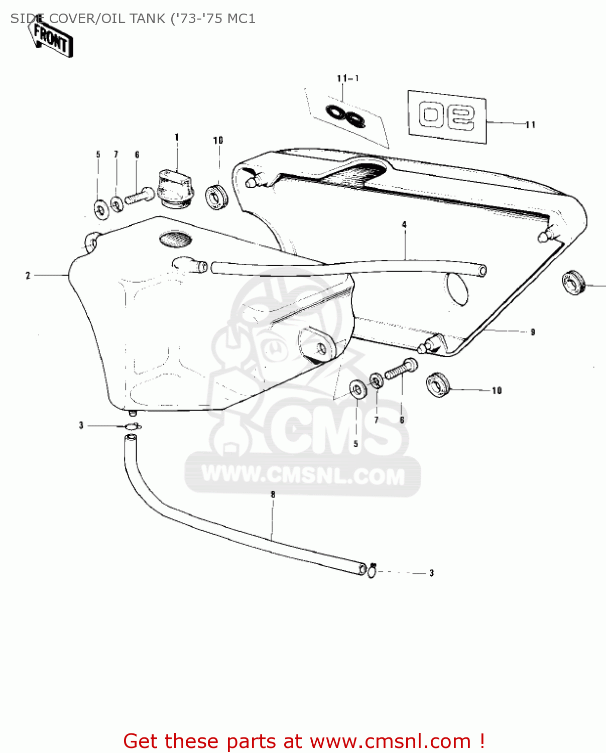SIDE COVER/OIL TANK ('73-'75 MC1 MC1 MIDIBIKE 1973 USA CANADA