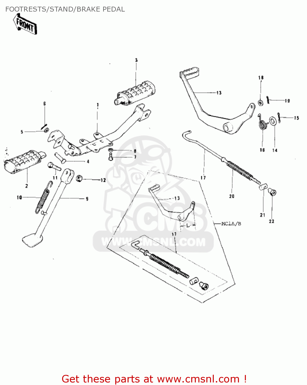 FOOTRESTS/STAND/BRAKE PEDAL MC1 MIDIBIKE 1973 USA CANADA