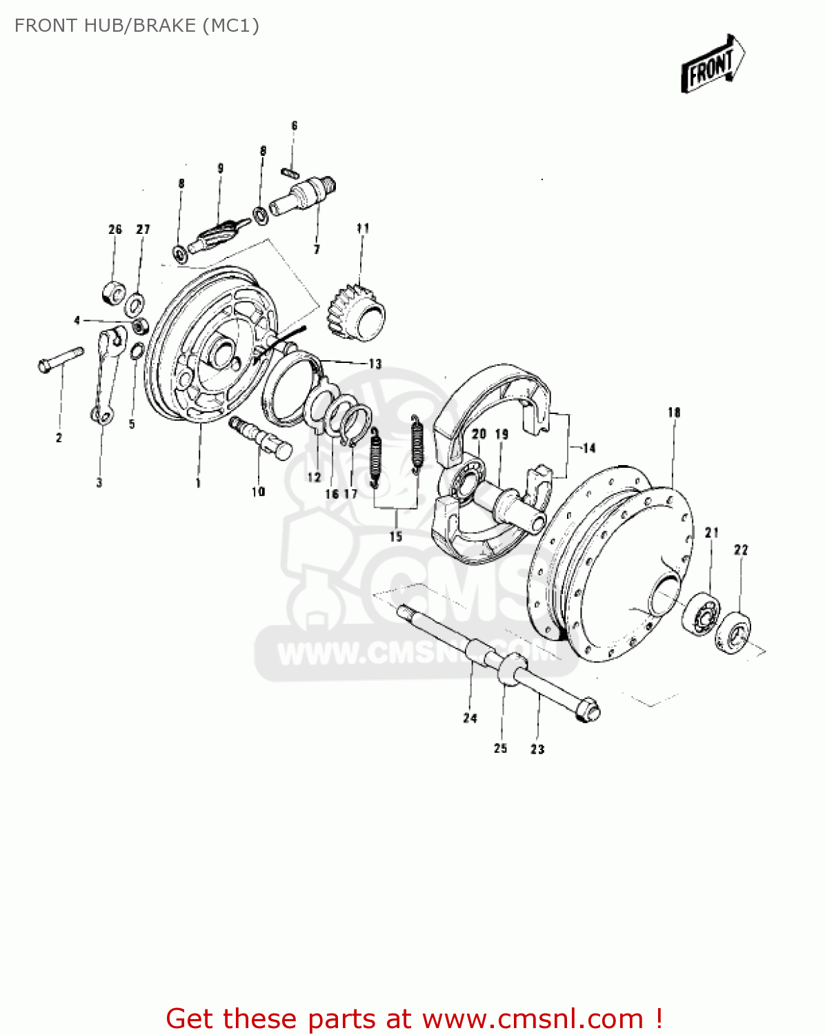 FRONT HUB/BRAKE (MC1) MC1 MIDIBIKE 1973 USA CANADA