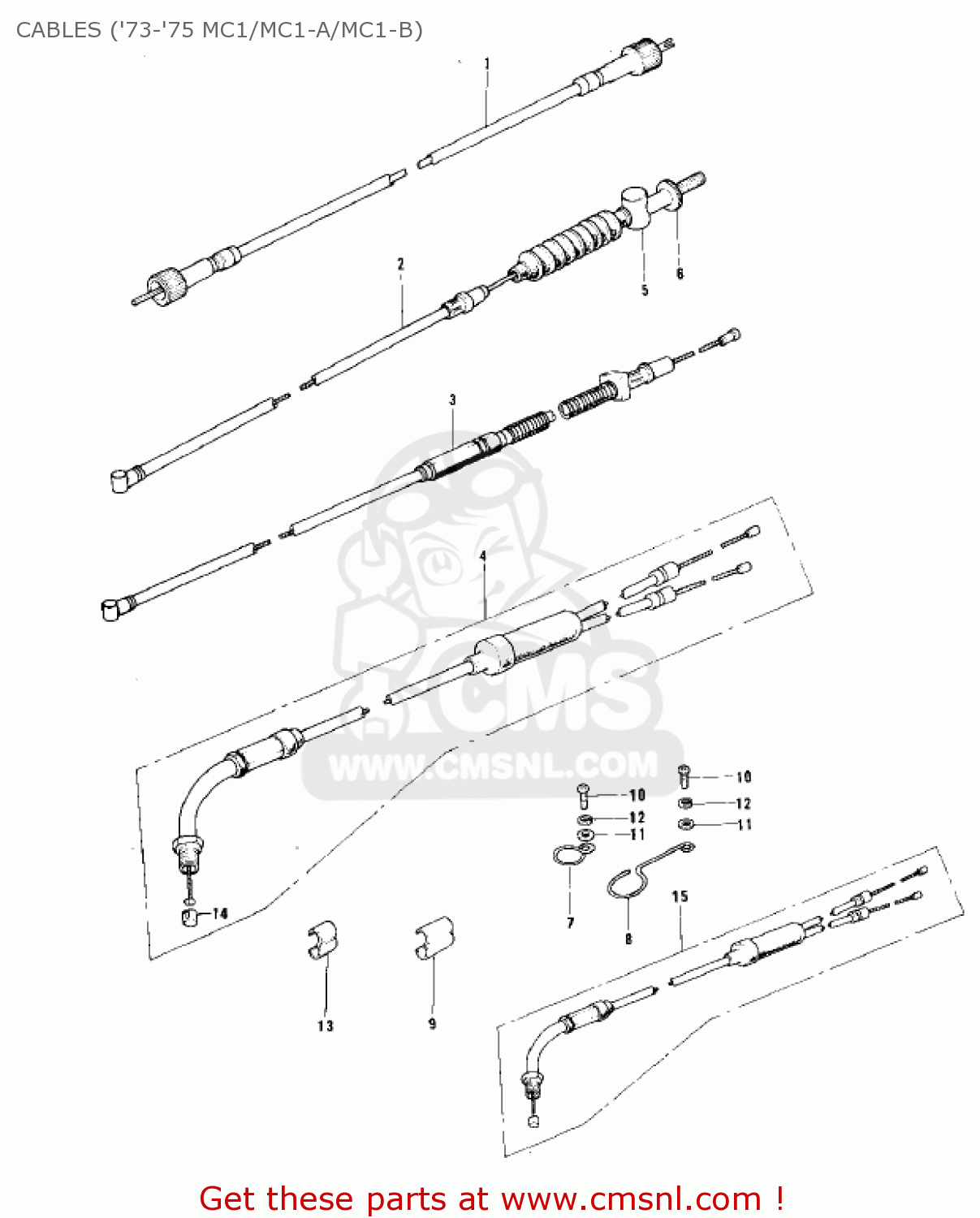 CABLES ('73-'75 MC1/MC1-A/MC1-B) MC1 MIDIBIKE 1973 USA CANADA