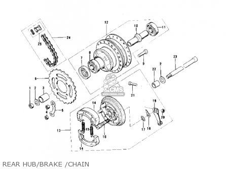 REAR HUB/BRAKE /CHAIN - MC1 MIDIBIKE 1973 USA CANADA