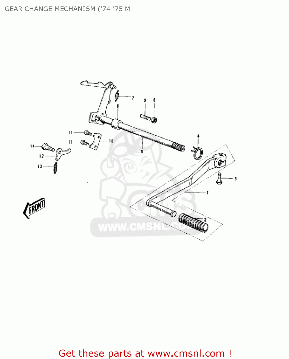 GEAR CHANGE MECHANISM ('74-'75 M MC1A 1974 USA CANADA