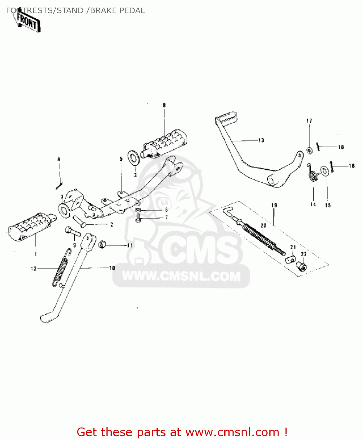 FOOTRESTS/STAND /BRAKE PEDAL MC1A 1974 USA CANADA