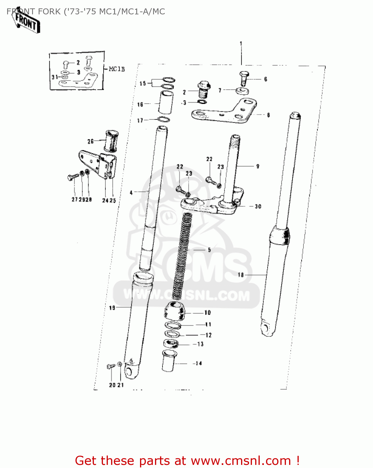 FRONT FORK ('73-'75 MC1/MC1-A/MC MC1A 1974 USA CANADA