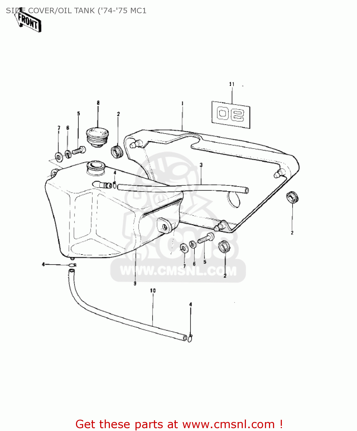 SIDE COVER/OIL TANK ('74-'75 MC1 MC1A 1974 USA CANADA