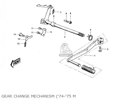 GEAR CHANGE MECHANISM ('74-'75 M - MC1A 1974 USA CANADA