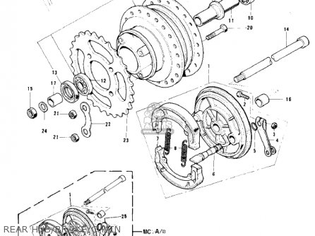 REAR HUB/BRAKE/CHAIN - MC1A 1974 USA CANADA