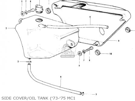 SIDE COVER/OIL TANK ('73-'75 MC1 - MC1A 1974 USA CANADA