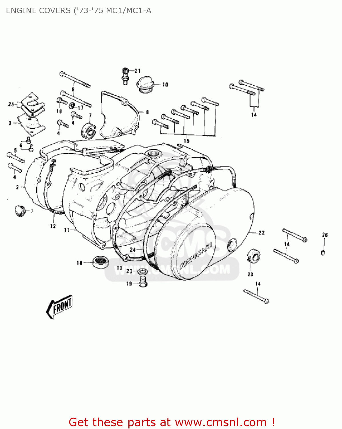 ENGINE COVERS ('73-'75 MC1/MC1-A MC1B 1975 USA CANADA