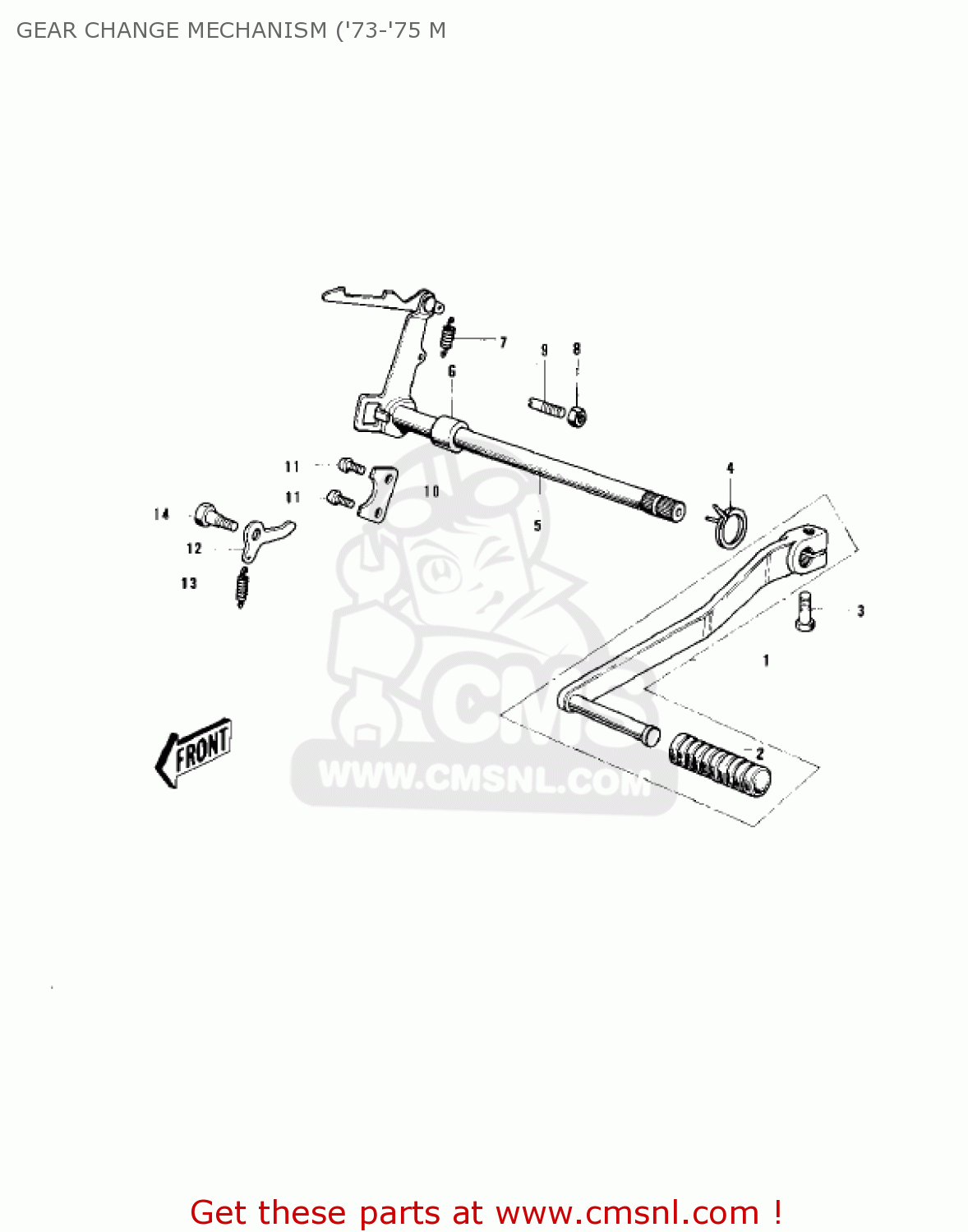GEAR CHANGE MECHANISM ('73-'75 M MC1B 1975 USA CANADA