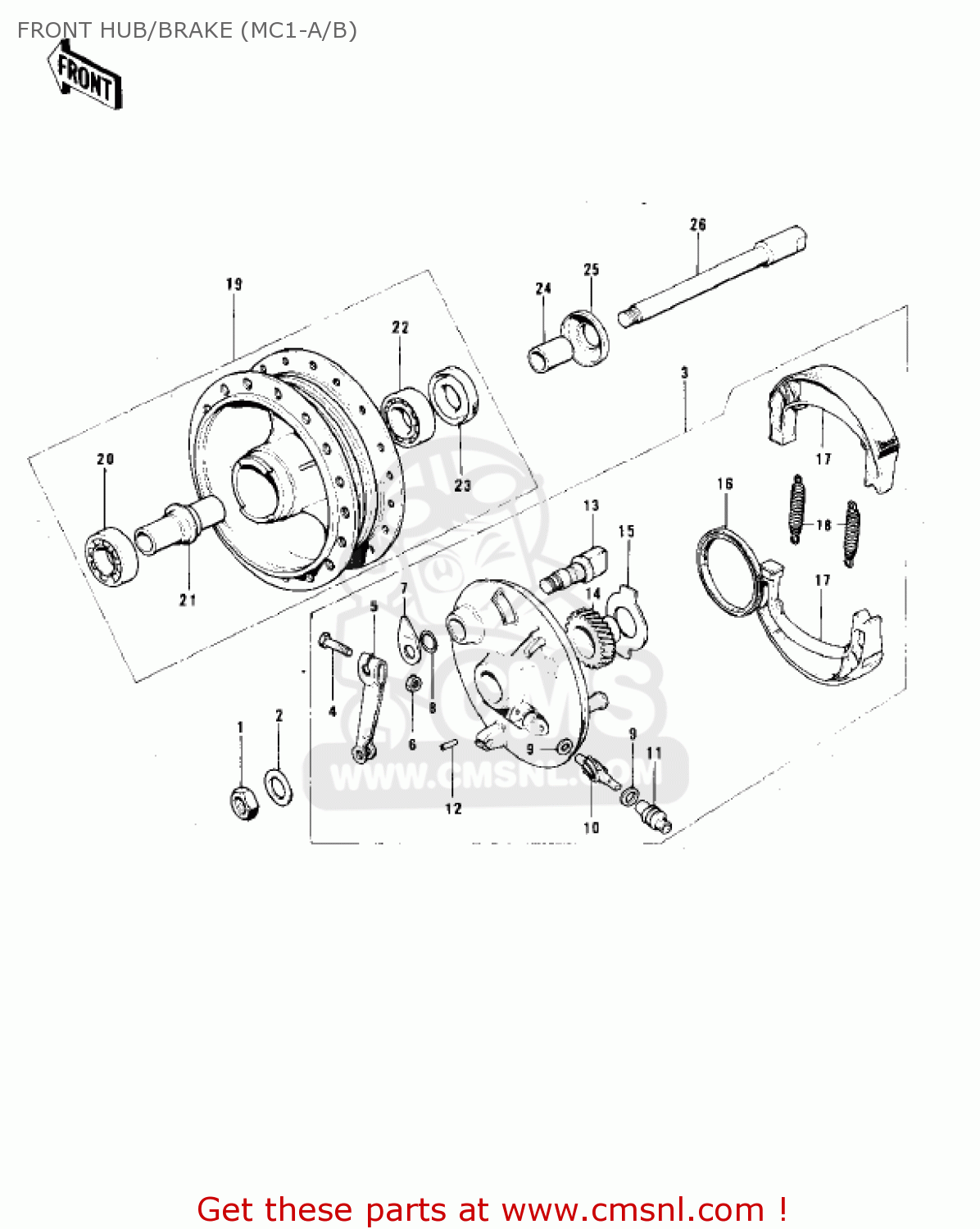 FRONT HUB/BRAKE (MC1-A/B) MC1B 1975 USA CANADA