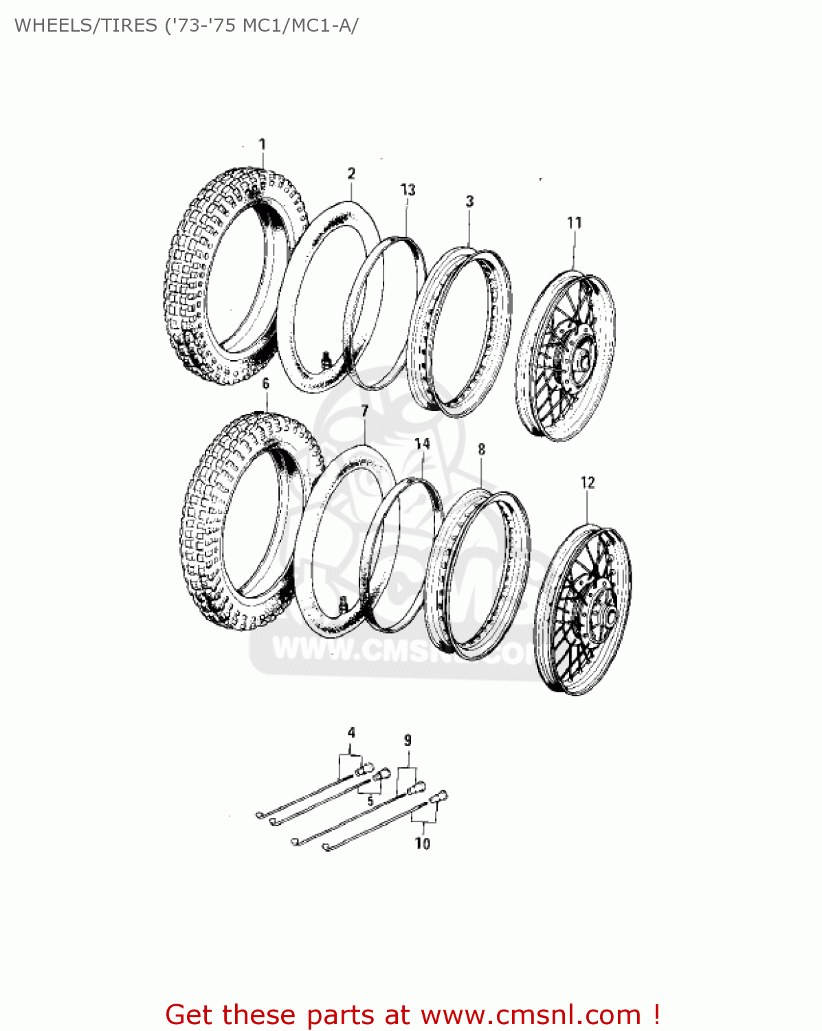 WHEELS/TIRES ('73-'75 MC1/MC1-A/ MC1B 1975 USA CANADA