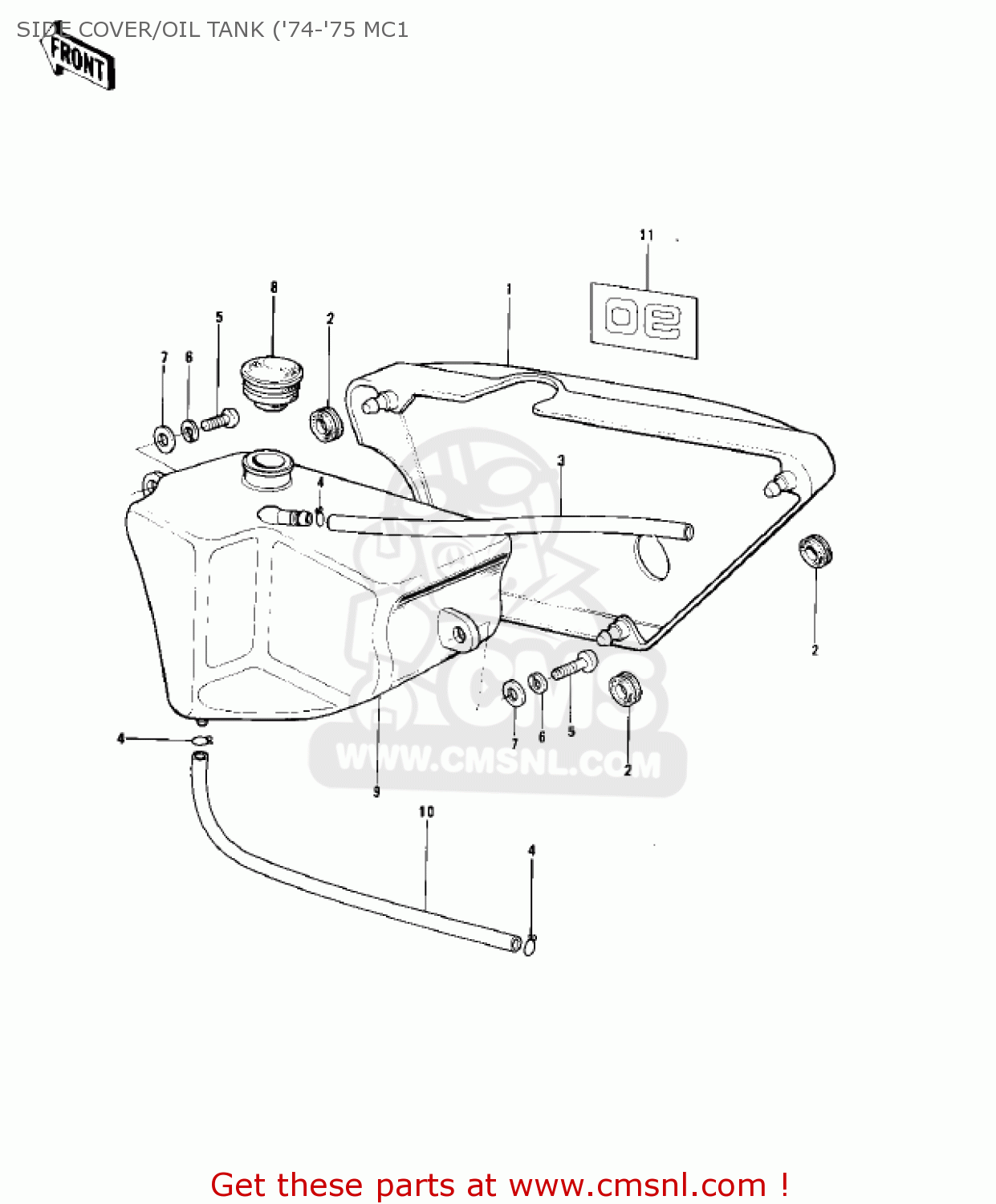 SIDE COVER/OIL TANK ('74-'75 MC1 MC1B 1975 USA CANADA