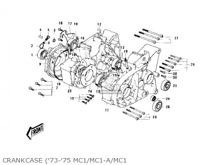 CRANKCASE ('73-'75 MC1/MC1-A/MC1 - MC1B 1975 USA CANADA