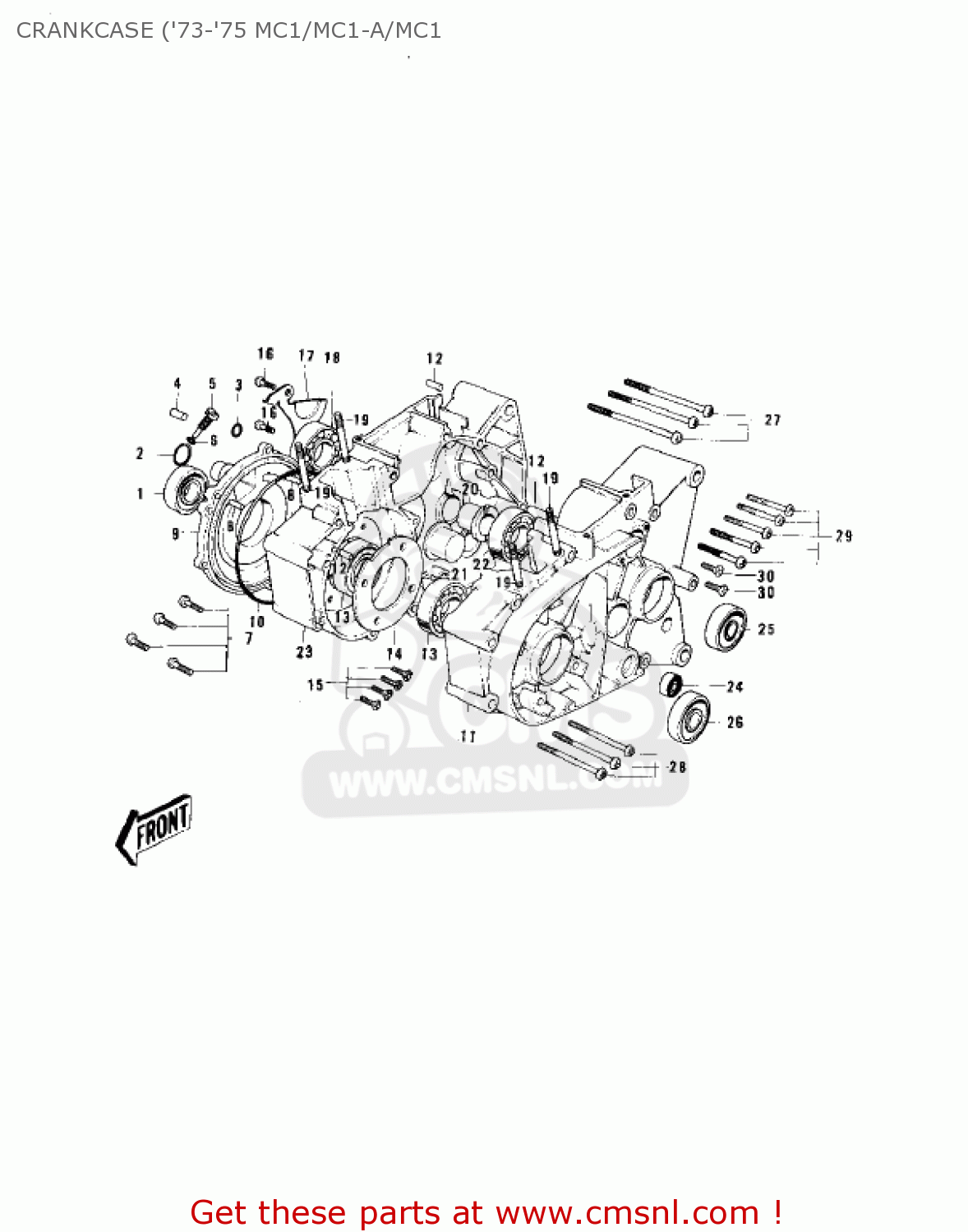 Kawasaki MC1M 1974 USA CANADA CRANKCASE ('73-'75 MC1