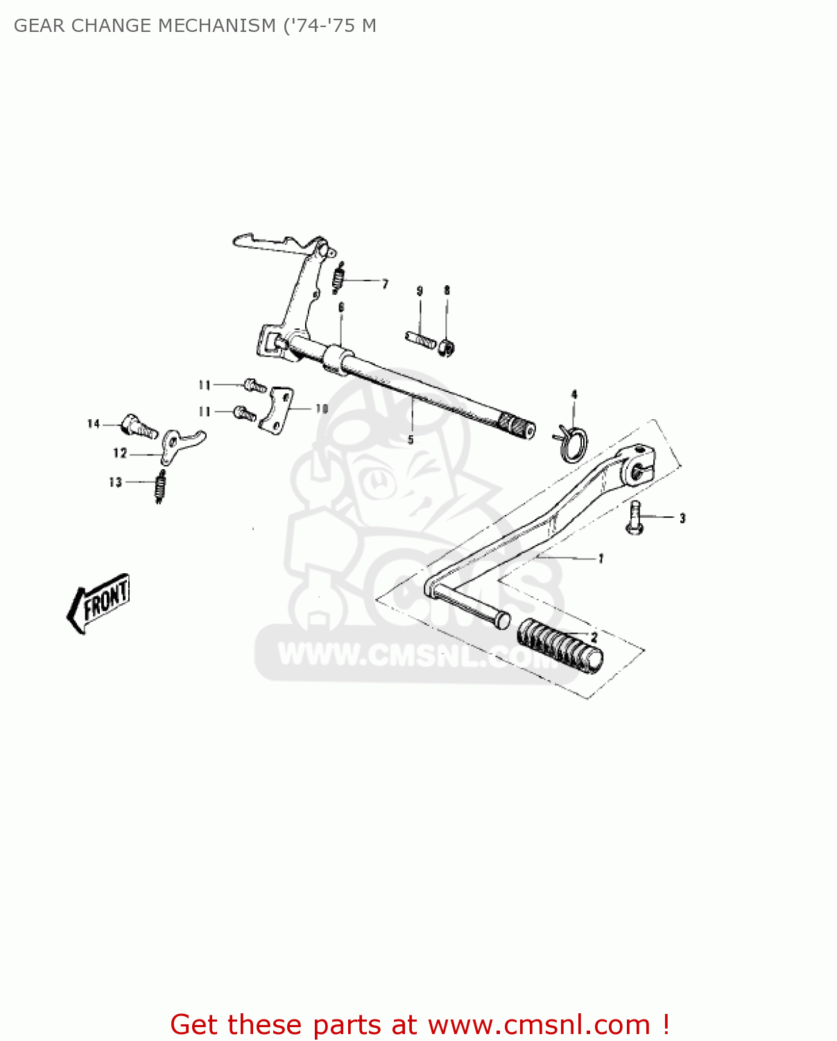 GEAR CHANGE MECHANISM ('74-'75 M MC1M 1974 USA CANADA
