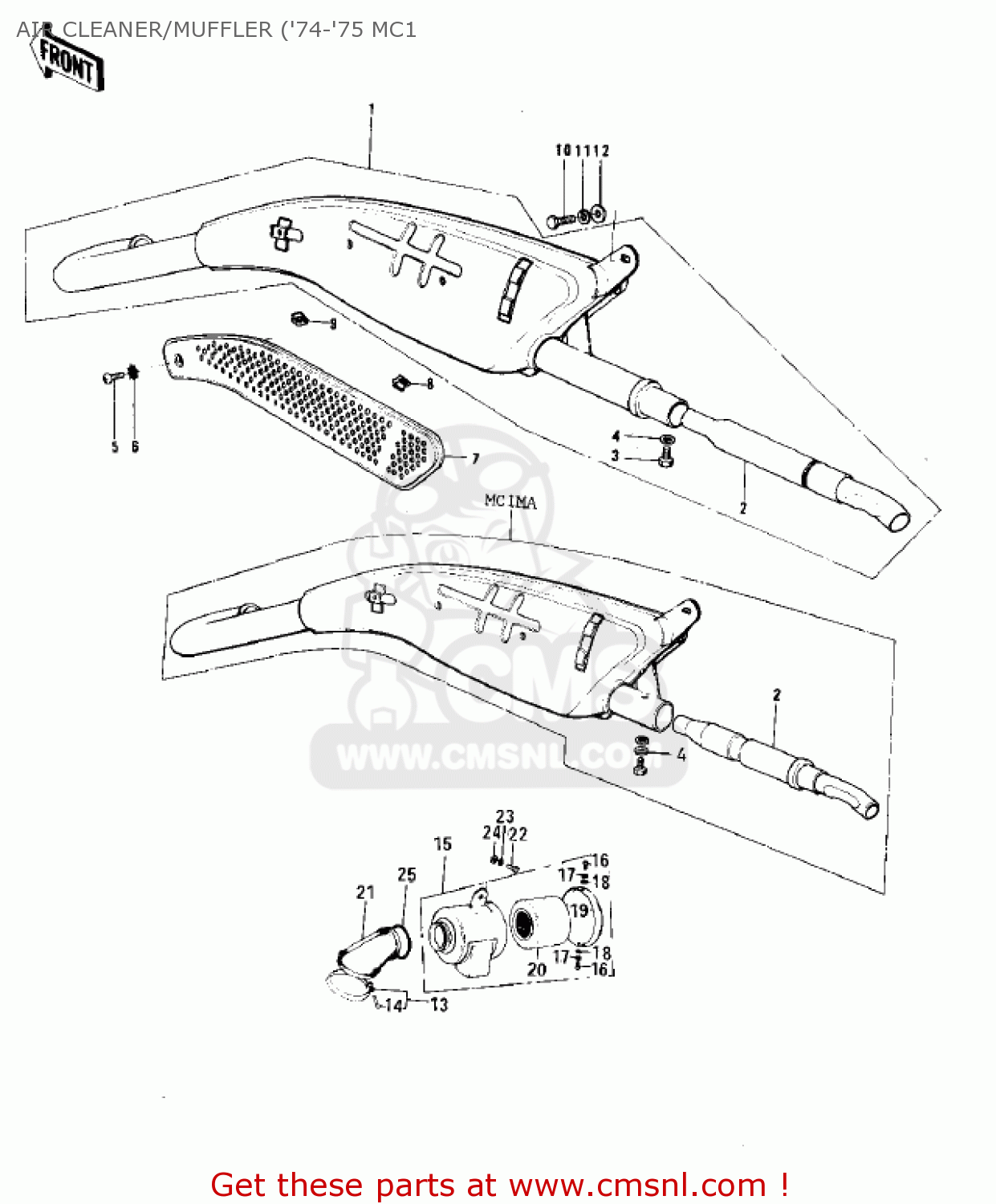 AIR CLEANER/MUFFLER ('74-'75 MC1 MC1M 1974 USA CANADA
