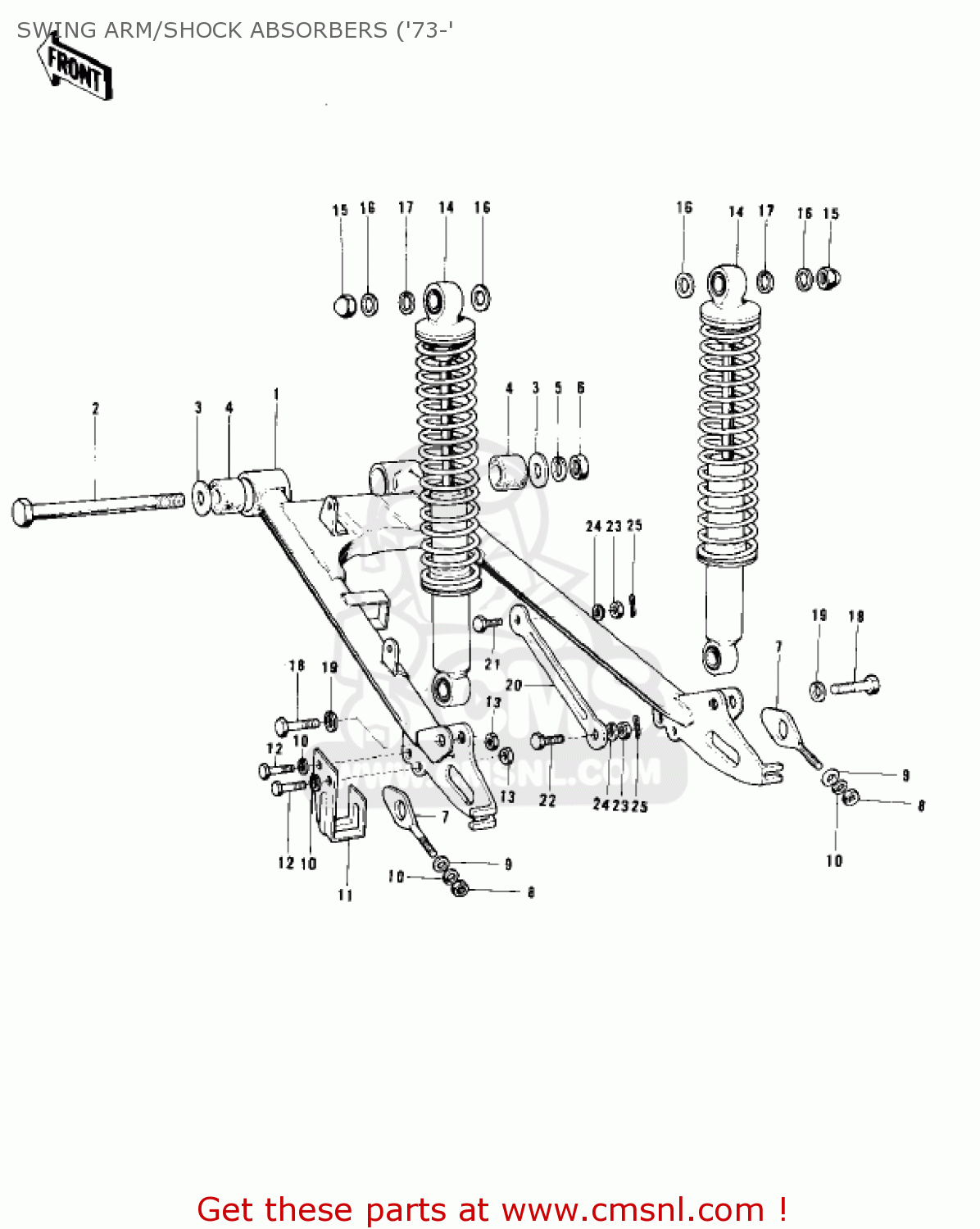 SWING ARM/SHOCK ABSORBERS ('73-' MC1M 1974 USA CANADA