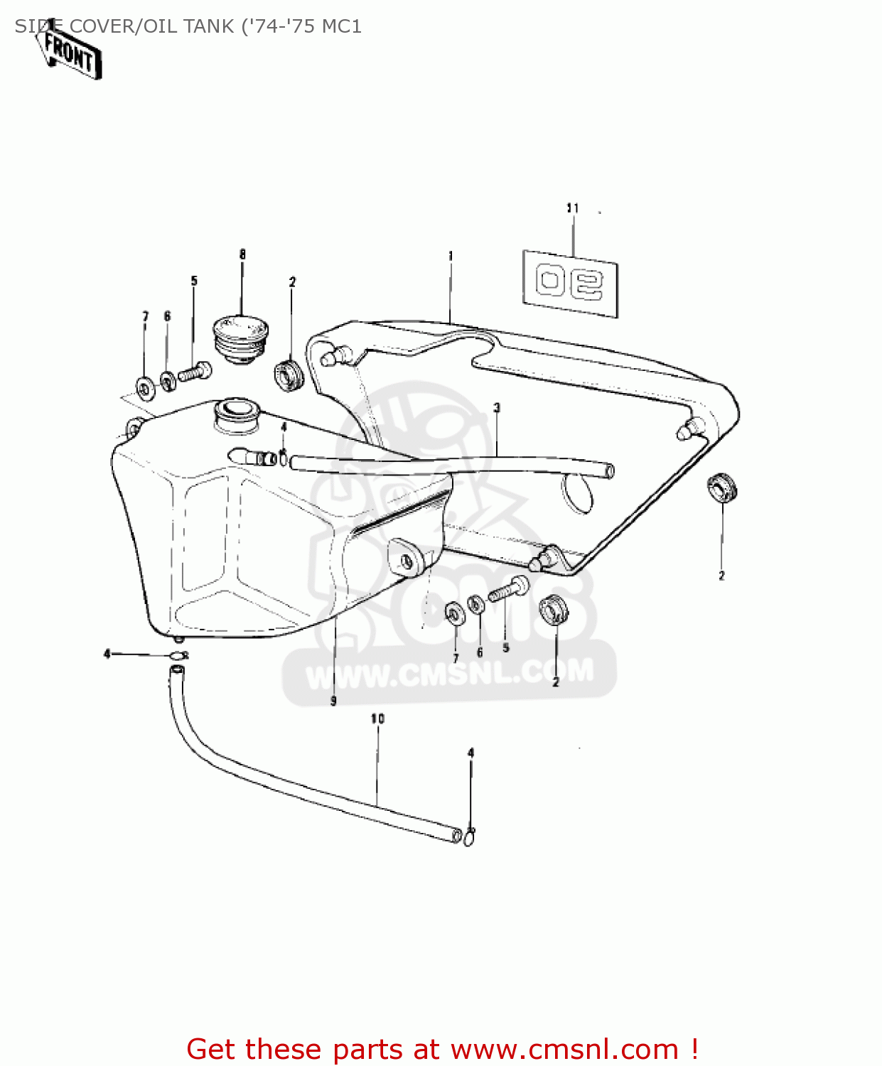 SIDE COVER/OIL TANK ('74-'75 MC1 MC1M 1974 USA CANADA
