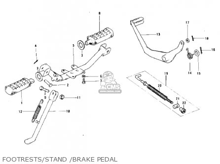 FOOTRESTS/STAND /BRAKE PEDAL - MC1M 1974 USA CANADA