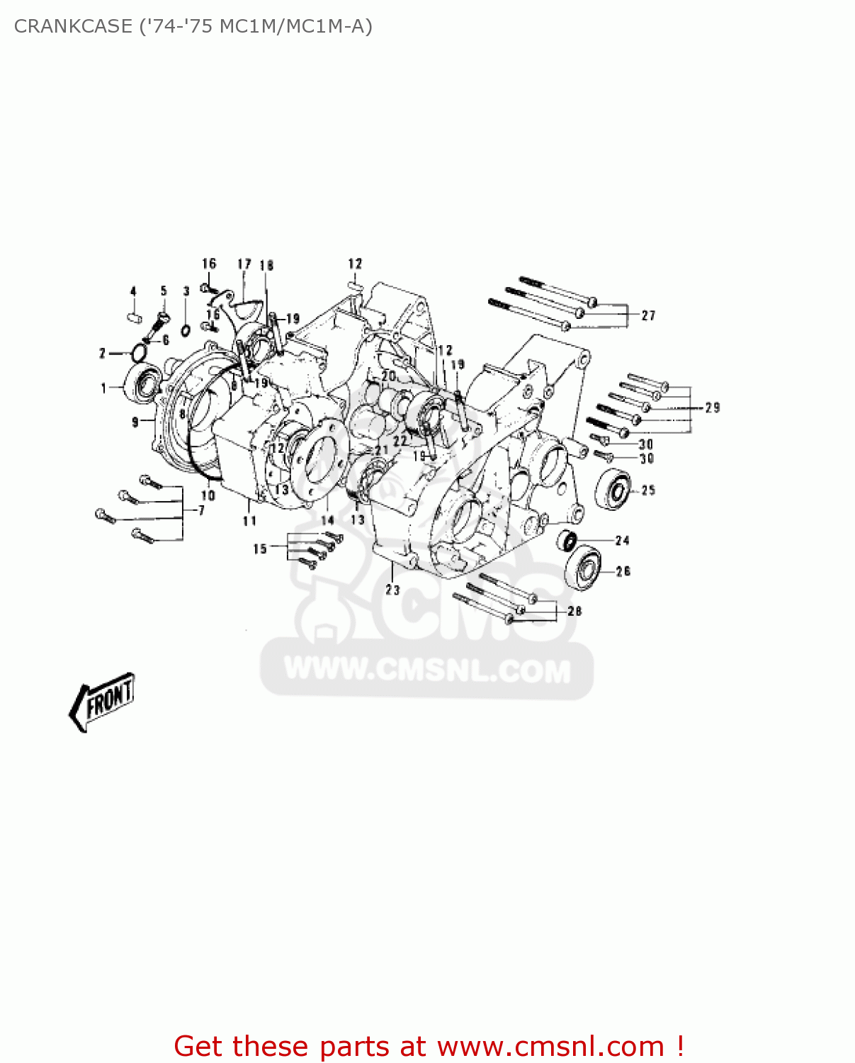 CRANKCASE ('74-'75 MC1M/MC1M-A) MC1MA 1975 USA CANADA