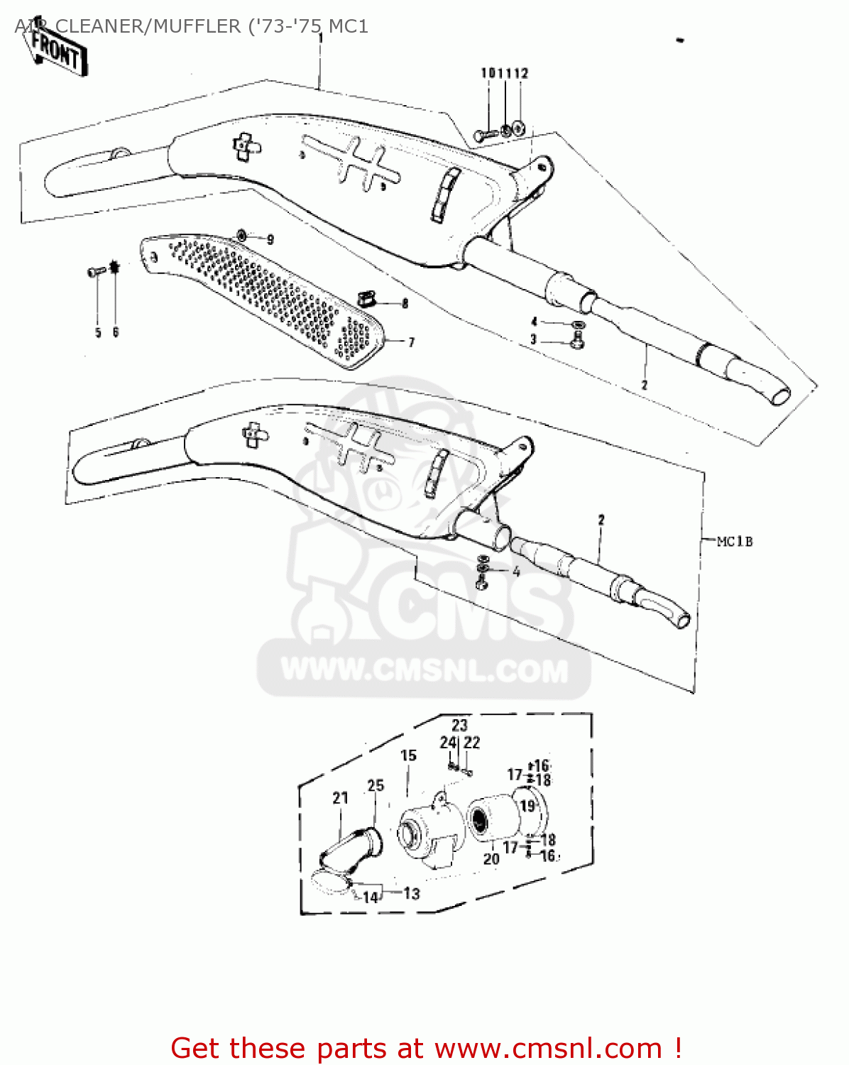 AIR CLEANER/MUFFLER ('73-'75 MC1 MC1MA 1975 USA CANADA