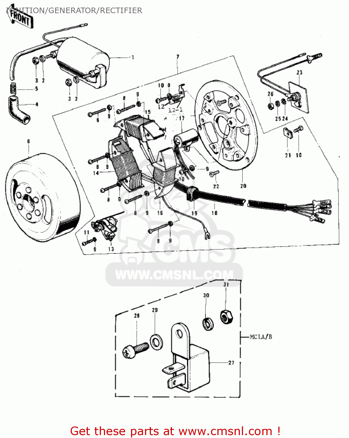 IGNITION/GENERATOR/RECTIFIER MC1MA 1975 USA CANADA