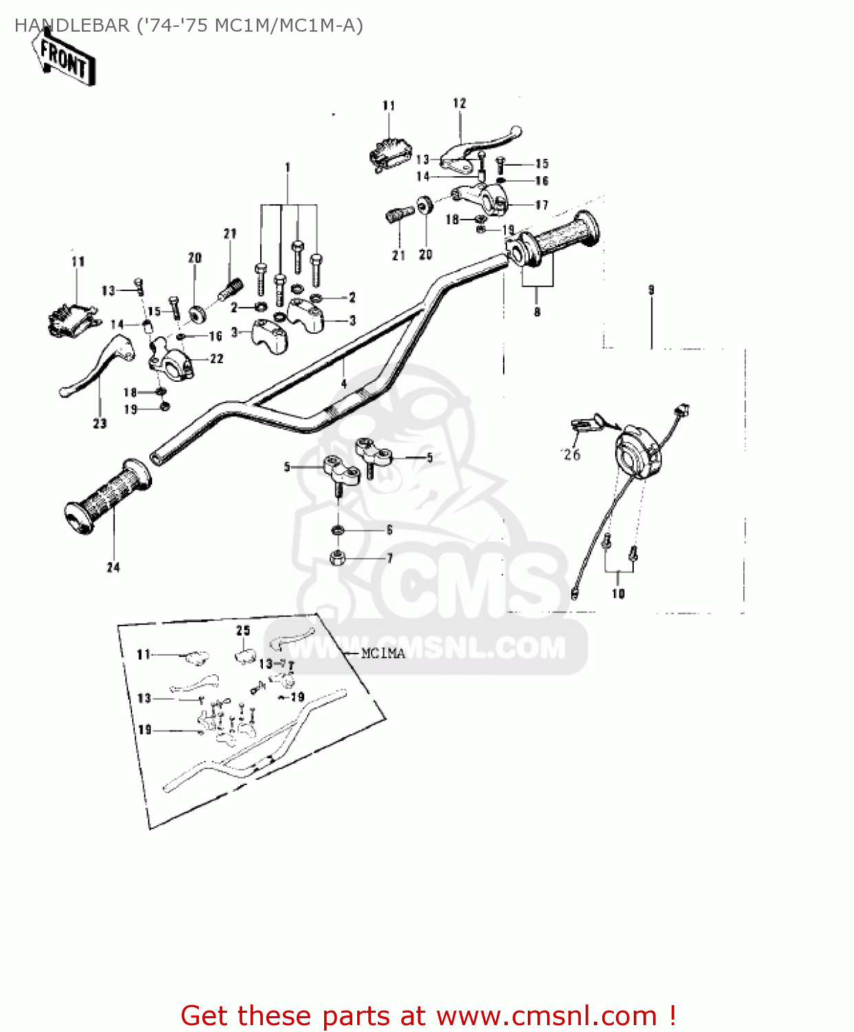 HANDLEBAR ('74-'75 MC1M/MC1M-A) MC1MA 1975 USA CANADA