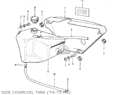 SIDE COVER/OIL TANK ('74-'75 MC1 - MC1MA 1975 USA CANADA