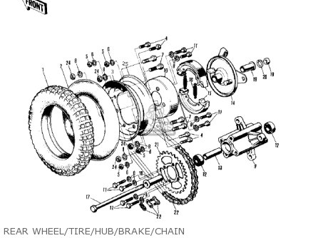 REAR WHEEL/TIRE/HUB/BRAKE/CHAIN - MT1A 1972
