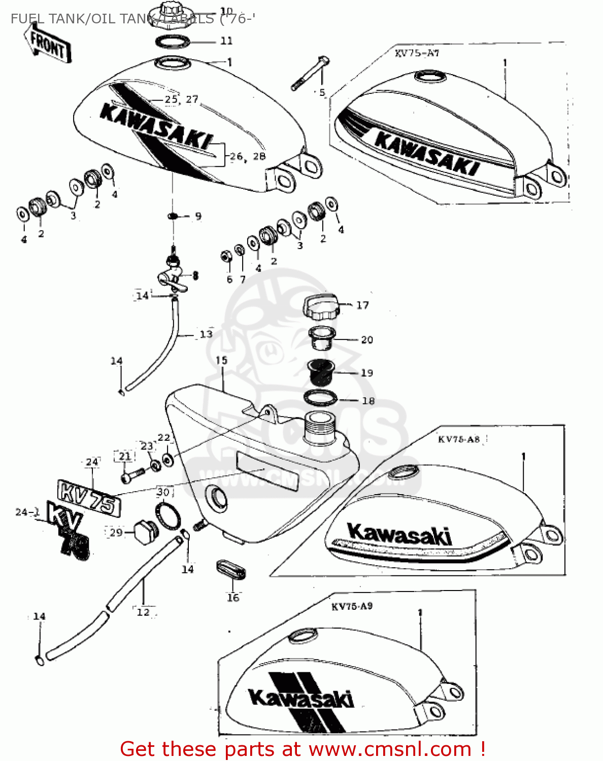 FUEL TANK/OIL TANK/LABELS ('76-' MT1C 1975