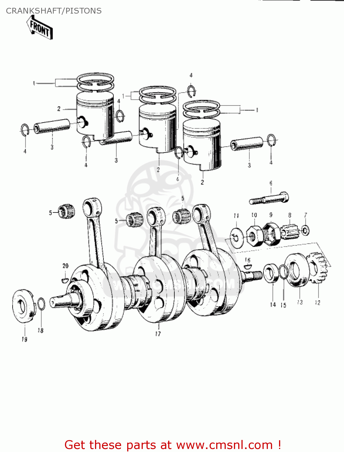 CRANKSHAFT/PISTONS S1A MACH I 1973 USA CANADA