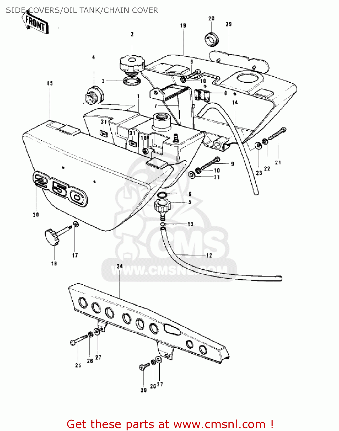 SIDE COVERS/OIL TANK/CHAIN COVER S1A MACH I 1973 USA CANADA