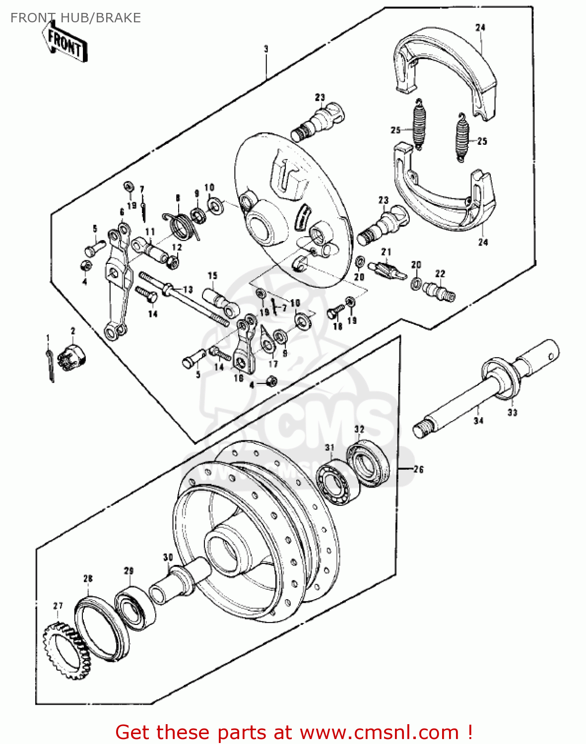 FRONT HUB/BRAKE S1A MACH I 1973 USA CANADA