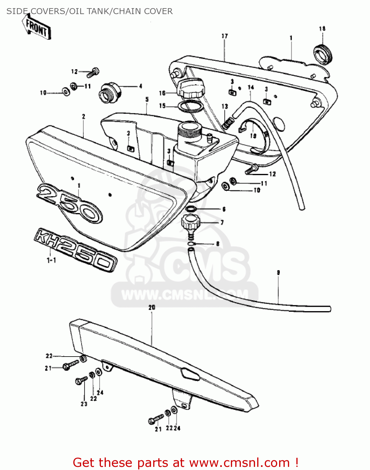 SIDE COVERS/OIL TANK/CHAIN COVER S1A MACH I 1973 USA CANADA