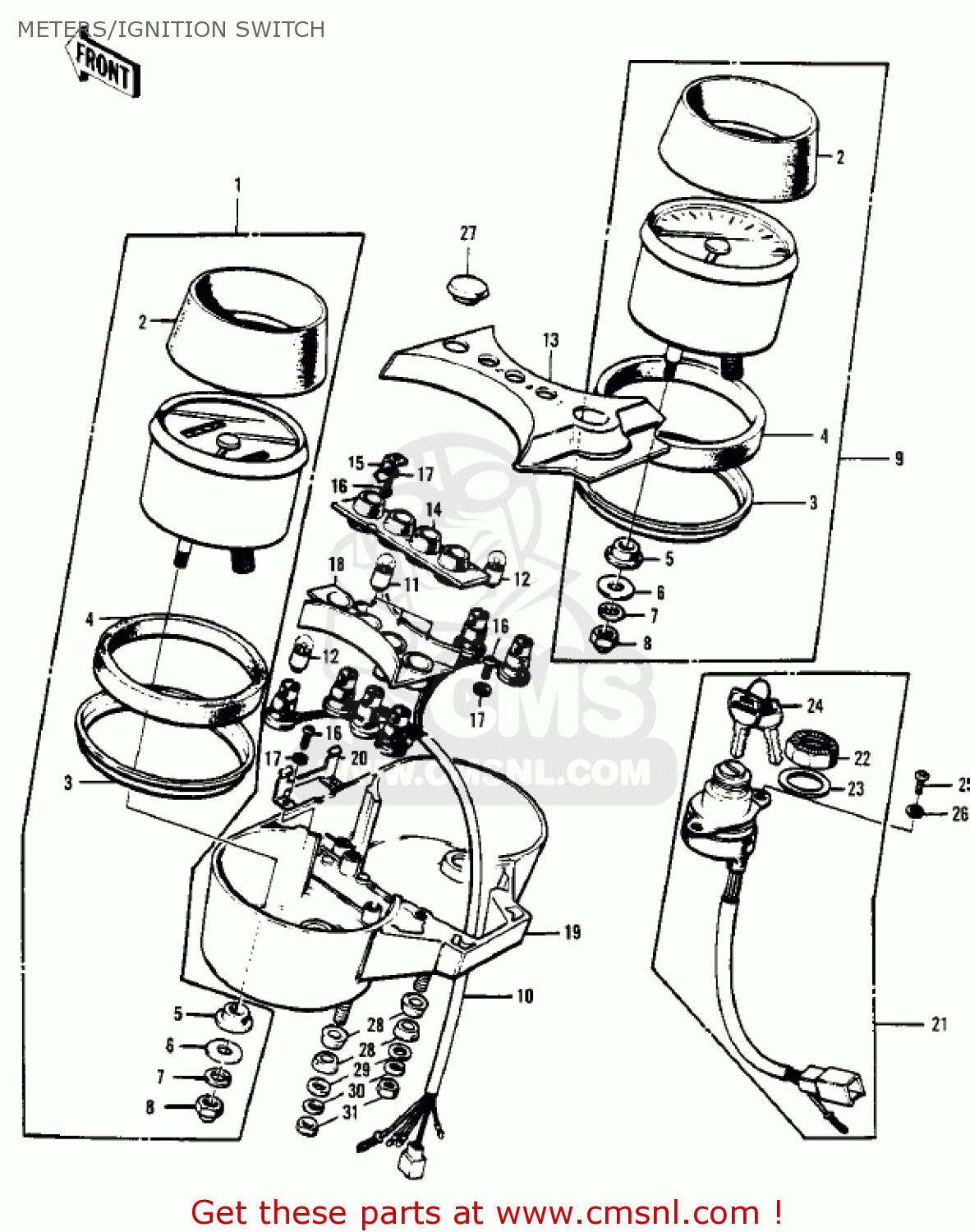 METERS/IGNITION SWITCH S1A MACH I 1973 USA CANADA